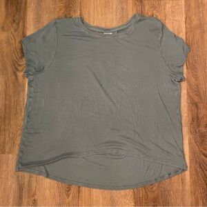 Athleta Slate Gray Ribbed Short Sleeve Tee Pleat Back Size Mediue
